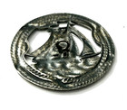Fabulous Large Vintage Antique White Metal  sailing Ship  Pierced Button  4609