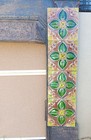 Set Of 4 Antique Victorian Majolica Relief Fireplace Tiles Green Floral 6 Inch