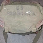 Bg 102-a Vintage Antique Ww2 Ii Canvas Bag Army Od Green Usgi Leather Military