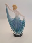 Art Deco Dancer Blue Porcelain Dancing Lady Figurine Vintage