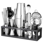 Bartender Kit With Bamboo Stand  31-piece Cocktail Shaker Set  20 28 Oz Black