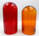 Vintage Industrial Light Glass Globe Shades Set Of 2 - Threaded Red   Amber
