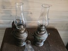 Pair Of Antique Brass Perko Wall Mount Ship Marine Oil Lamp W  Extra Globe Vtg