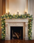 2pcs Prelit Christmas Garland Pine Garland With 50 Led Lights   Berries Pinecone