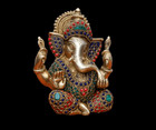Ganesha Statue Brass Ganesh Idol Stone Work Hindu God Elephant Figurine Ganpati