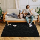 Luxurious Plush Black Area Rug 4x6 Ft - Fluffy Non-shedding Comfort