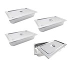 4 Pack Stainless Steel Full Size 4   Deep Steam Table Pan W  Lid Hotel Food Pans