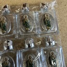 Set Of 24 X Glass Holy Water Bottle With Saint Jude Silver Green  Psalm 0 5 Floz