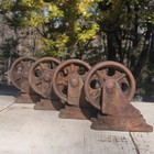 Bond 1934 Cast Iron Tobacco Dolly Set 4 Steel Swivel Wheels Vintage Industrial