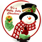 Fitz   Floyd Holly Berry Snowman Hand Crafted Christmas Plate 10 