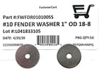  50   10 Id X 1 Od Stainless Steel Fender Washer  10 X 1 large Od Flat Washers