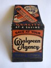 Vintage Rare Collectible Matchbook Cover Ephemera Walgreen Agency Drug Store