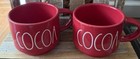 New Rae Dunn By Magenta Cocoa Red Coffee Tea Mugs Ceramic Christmas Set Of 2