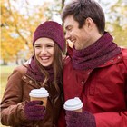 Winter Warm Thick Beanie Knit Hat Scarf Set And Touch Screen Gloves 3 Pieces