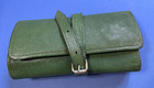 Sewing Kit - Green Leather Case - Scissors  Needle Case  Thimble