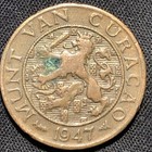 1947 Curacao 1 Cent Brass Coin - Vf   very Fine  Condition