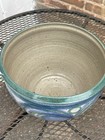 Big Vintage 1971 Hand Thrown Pottery  Artist Signed Planter Pot Blue Green