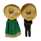 Mexican Souvenir Dolls 1950s Folk Art Hard Plastic Man Woman Read