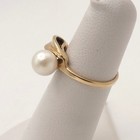 Solid 14k Gold Akoya Pearl Leaf Ring Child Pinky 6 5mm Sz3 5