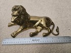 Vintage Large Heavy Cast Brass Lion Laying Down Great Detailing