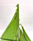Vintage Wooden Pond Yacht Model Sailboat  with Stand 14 X 10 Green 90   s