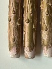 4 Rare Vintage Wood Drip Candles Taper  pink   Gold Shabby Faux Decor