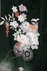 Rare  Deep Green Antique Vintage Silk Houmongi Vintage Japanese Kimono  Us Ship