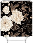 4pcs Rose Gold Flower Leaves Bathroom Set With Shower Curtain And Rugs 