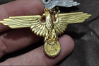 German Eagle Necklace  Enameled Steel Pendant Stainless Chain