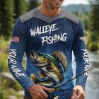 Custom Walleye Fishing Long Sleeve Shirt Personalized Name Jersey