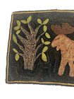 Moose Under Moonlight Primitive Style Hand Hooked Wool Rug Signed 18x24