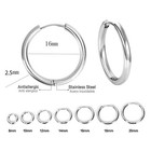 Stainless Steel 12 Gauge Huggie Hoop Earrings Unisex Women Men 13mm - 25mm E10
