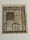 1776 Colonial Five Shillings     American Currency Reproduction Decorative Note