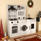 Wooden Kids Pretend Play Kitchen Set Toddler Toy Real Running Water sound lights