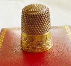 Antique Art Nouveau 10k Yellow Gold Thimble With Flower