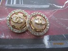 Chanel 2 Buttons  Clear Rhinestones  With Gold Tone Metal Cc 18mm  lot 2