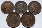 Lot Of 5 Canada Large Cents 1859  1876-h  1882-h  1892  1893 - G xf   Victoria