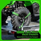 Car Tie Down Straps With Snap Hooks  10 000lbs Break Strength Green-snap Hooks