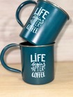 Life Begins After Coffee   Set Of 2  Stainless Steel Coffee Tea Cups Mug Green