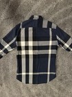 Burberry Brit Blue Gray White Plaid Flannel  Size Small