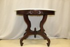 Antique Victorian Marble Top Walnut Table     Oval Shaped