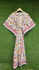 Multi Floral Boho Kaftan Maxi Women Hand Block Printed Cotton Kaftan Dress Us