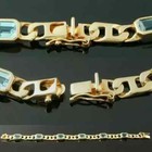 7ct Emerald Lab-created Aquamarine Diamond Men s Bracelet 14k Yellow Gold Plated