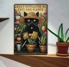 Easily Distracted By Cats Plants Metal Tin Sign 8x12 Vintage Cat Wall Decor Gift