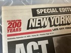 September 12  2001 Ny Post Act Of War Historic 9-11 Vintage Newspaper Mint Cond