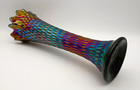 Antique Northwood Vase   Amethyst Carnival Glass   Electric Color Diamond Point