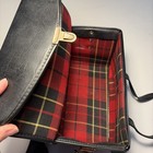 Vintage Black Camera Leather Hard Case W  Shoulder   Hand Strap  Red Plaid 