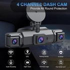 360   Dash Cam Front And Rear Inside 4 Channel Camera Fhd 1080p Recorder G-sensor