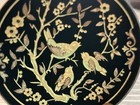 Vtg Midas Damascene Mini Plate And Stand Spain 24   18k Gold Inlay Birds Trees