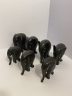Vintage African Ebony Wood Hand Carved Miniature Elephant Set Of 7